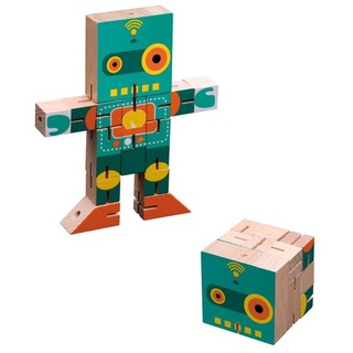 Philos 3503 - Robot Cube, Holz, Würfel-Puzzlespiel, Denkspiele, Knobelspiele, Schwierigkeitsgrad: schwer