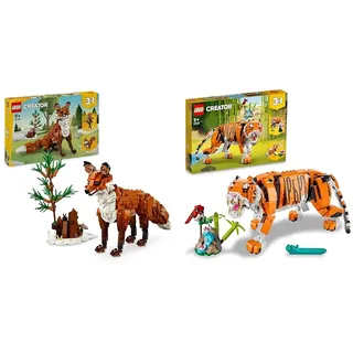 LEGO Creator Waldtiere: Rotfuchs, Tiere-Set mit Fuchs & 31129 Creator Majestätischer Tiger, Panda oder Fisch