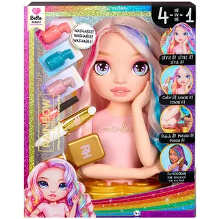 Rainbow High Styling Head - 33 cm Bella - 4-in-1 Spielset mit Auswaschbaren Haarcremes, Nagellack, Bürste, Haarfärbemittel - Stylen, Färben und Lackieren, Ausspülen + Wiederholen, von 4-12 Jahre