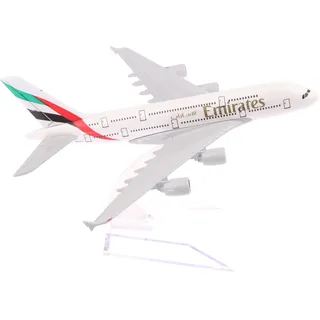 Tiuyii Modellflugzeug Airlines Emirates-A380 im Maßstab 1:400, 16 cm lang, Flugzeugmodell, Spielzeugflugzeug, Modell der Welt größtes Flugzeug als Dekoration oder Geschenk