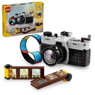 LEGO Creator 31147 3 in 1 Retro-Kamera-Spielzeug, verwandelt Sich von Spielzeugkamera zu Retro-Videokamera zu Retro-TV-Set, Fotografie-Geschenk für Jungen und Mädchen ab 8 Jahren, die kreatives