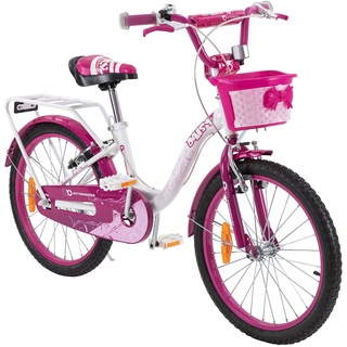 Actionbikes Kinderfahrrad Daisy 20 Zoll, pink, V-Brake-Bremsen, Antirutschgriffe, Kettenschutz, Korb (Classic)
