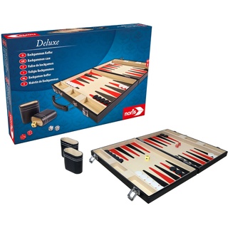 Noris 606101712 - Deluxe Backgammon, der Spieleklassiker im handlichen Koffer in edler Ausführung - auch für unterwegs geeignet, ab 8 Jahren