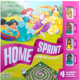 Disney Princess Home Sprint Brettspiel, 4 Prinzessinnen-Spielteile enthalten, familienfreundliches Spiel, tolles Geschenk für Kinder, ab 4 Jahren