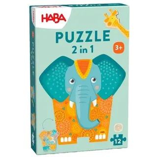 HABA 2011068001 - Puzzle 2in1 Elefant 2-seitiges Holzpuzzle 12 Teile / Haba / Spiele (außer Software)