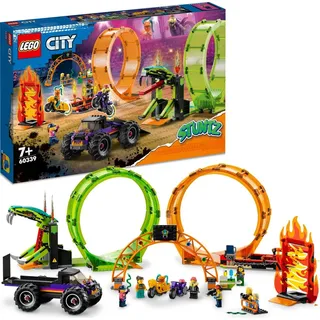 LEGO 60339 City Stuntz Stuntshow-Doppellooping Set, inkl. Rampe, Monstertruck, 2x Motorrad, Spielzeug für Kinder ab 7 Jahre, Geschenkidee Weihnachten