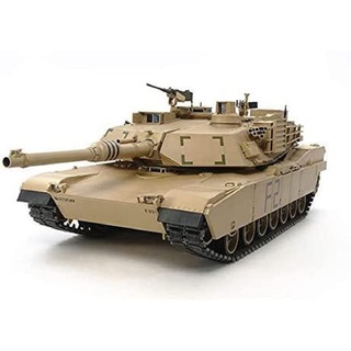 TAMIYA 56041 M1A2 56041-1 US KPz Abrams Full Option, Bausatz, Maßstab 1:16, Modellbau, RC Panzer, Aufbauanleitung, inkl. Motor, braun