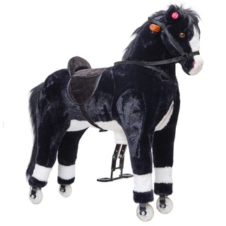 Pink Papaya XXL Reitpferd auf Rollen PACO, 90cm Spielpferd, fahrendes Schaukelpferd bis 80 kg belastbar, Spielzeug Plüsch Pferd zum Drauf sitzen mit Sounds