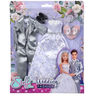 Simba 105723495 - Steffi Love Wedding Fashion Brautkleid/Hochzeitsanzug mit Zubehör für Ankleidepuppen