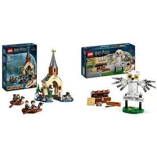 LEGO Harry Potter Bootshaus von Schloss Hogwarts Spielzeug-Modell für Kinder & Harry Potter Hedwig im Ligusterweg 4 Set mit Spielzeug-Eule für Kinder