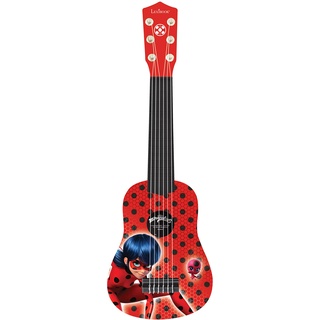 Lexibook K200MI Miraculous: Tales of Ladybug & Cat Noir erste Akustikgitarre aus Holz, 6 Nylonsaiten, 53 cm, inkl. Lernhilfe, Rot/Schwarz