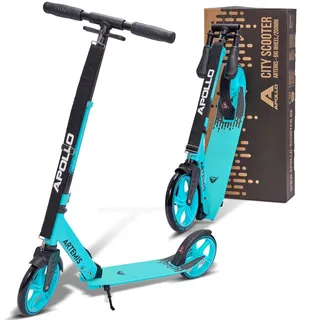 Apollo Artemis City Roller - Höhenverstellbarer Scooter für Kinder, Teens und Erwachsene, Tretroller mit großen Rädern, Cityroller, handlich, k... - Türkis