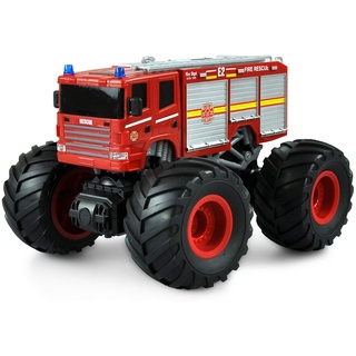 Amewi 22481 Monster Feuerwehr Truck 1:18, ferngesteuert, LED, Beleuchtung, Sound, RTR rot