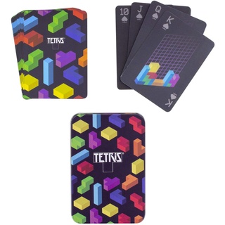 Paladone Tetris Lentikular-Spielkarten-Set mit 52 Stück, ideal für Spiele, Poker und Blackjack, inklusive geprägter Aufbewahrungsdose für Sammler, Mehrfarbig