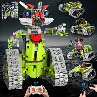 TOMOROY Roboter Kinder Spielzeug Klemmbausteine Technik Roboter 5-in-1Programmierbar App & Fernsteuerung Technik Roboter/Rennpanzer, Geburtstagsgeschenk für Jungen Mädchen 6-12+ Jahre (705 Stück)