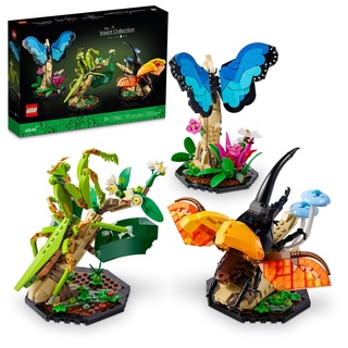 LEGO Ideas The Insect Collection, lustiges Geschenk für Naturliebhaber, mit lebensgroßem blauem Morpho Schmetterling, Hercules Käfer und chinesischen Mantis Display Modelle, Insektenbauset, Nature