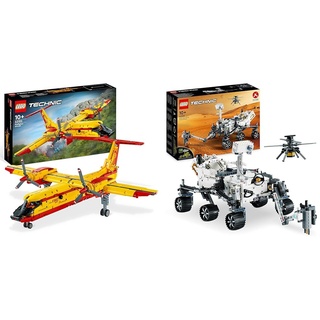 LEGO 42152 Technic Löschflugzeug Feuerwehr-Flugzeug-Spielzeug als Geschenk-Idee für Kinder ab 10 Jahre & 42158 Technic NASA Mars-Rover Perserverance Weltraum Spielzeug Set mit AR-App