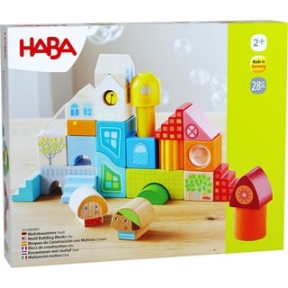 Haba Motivbausteine Stadt - Bunte Holzbausteine zum Häuserbau - Für lustige Rollenspiele - Made in Germany - Für Kinder ab 2 Jahren - Fördert die Kreativität - 2010900001