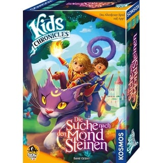 KOSMOS 683368 Kids Chronicles - Die Suche nach den Mondsteinen, Kooperatives Abenteuerspiel mit App-Anbindung, Familienspiel, Kinderspiel ab 7 Jahre, Brettspiel mit App, Interaktives Brettspiel