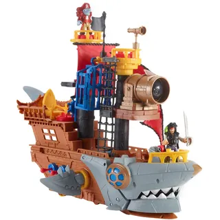 Fisher-Price IMAGINEXT Haimaul-Piratenschiff - bewegliche Flossen, Power Pad für Geheimschatz Enthüllung, Kanonen, Gefangenenbereich, Geheimversteck und Piratenfiguren, DHH61