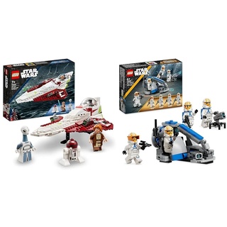 LEGO Star Wars Obi-Wan Kenobis Jedi Starfighter, Spielzeug zum Bauen mit Taun We & Star Wars Ahsokas Clone Trooper der 332. Kompanie – Battle Pack