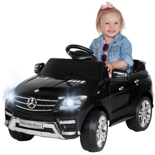 Kinder-Elektroauto Mercedes ML 350, lizenziert, Fernbedienung, 2x 25-Watt-Motor, Soundmodul, LED (Schwarz)