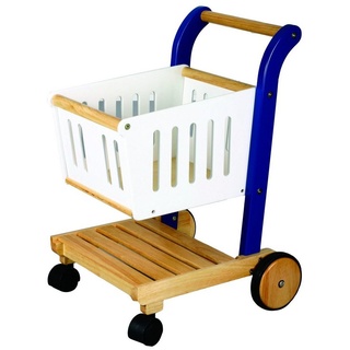 ESTIA Holzspielwaren Spiel-Einkaufswagen Einkaufswagen aus Holz, Robuster, multifunktionaler Einkaufswagen aus Holz blau