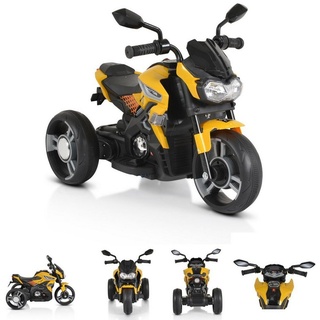 Moni Elektro-Kindermotorrad Kinder Elektromotorrad Colombo, Belastbarkeit 25 kg, Scheinwerfer, zwei Motoren, MP3, bis 7 km/h gelb