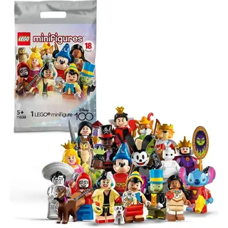 LEGO 71038 Minifiguren Disney 100, 1 von 18 Charakteren zum Sammeln, Überraschungstüte mit Spielzeug zum Bauen mit Micky Maus, Stitch, Mulan & me...