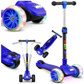 KIDIZ Cityroller, Roller Kinder Scooter X-Pro2 Dreiradscooter mit PU LED Leuchten blau|schwarz