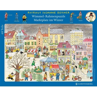 Gerstenberg Verlag Puzzle Wimmel-Rahmenpuzzle Winter Motiv Marktplatz 48 Teile, 48 Puzzleteile