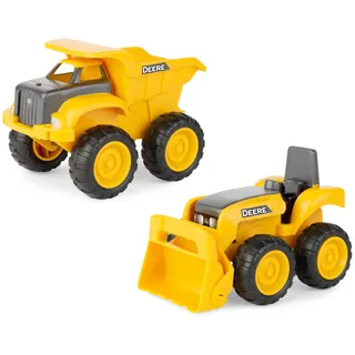 JOHN DEERE Muldenkippe Spielzeug und Spielzeugtraktor mit Lader – Sandkasten-Spielzeug für Kinder – Osterkorbfüller – Gelb – ab 18 Monaten – 15,2 cm – 2 Stück