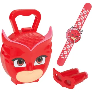 JAMARA 410107 - Koffer PJ Masks Owlette-3-Teiliges Spieleset, Owlette-Armband für echte Pyjamahelden, Bösewichte durch das Fernglas ausspionieren, Stabiler und handlicher Tragekoffer, rot