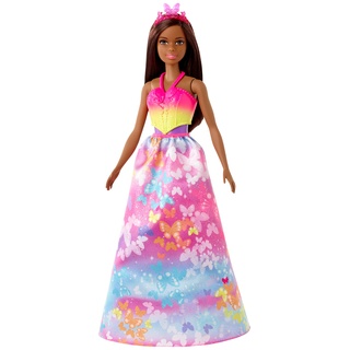 Barbie GJK41 Dreamtopia 3-in-1 Fantasie Spielset, Puppe (brünett) mit 3 Outfits und Zubehör: Fee, Meerjungfrau und Prinzessin, Spielzeug ab 3 Jahren