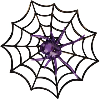 PartyXPeople Spinnennetz LED Dekoration mit leuchtender Spinne lila 6290954