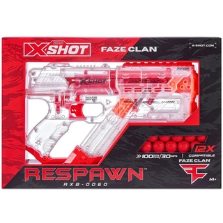 X-Shot-Chaos-Respawn Faze - Transparenter Kugel-Blaster mit 12 Kugeln