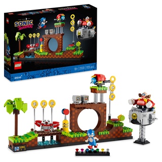 LEGO Ideas Sonic The Hedgehog – Green Hill Zone Set mit Dr. Eggmann, Egg-Mobil und weiteren Figuren, Geschenkidee für Erwachsene 21331