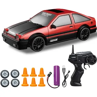 DYOUen RC Drift Car, 1:24 Rennen mit 4WD Ferngesteuertes Auto 2.4Ghz Spielzeugauto Rennauto mit Arbeitsscheinwerfern Austauschbare Reifen Wiederaufladbare Batterie (rot)