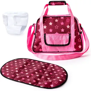 Puppen Wickeltasche BAYER "bordeaux Sterne" Puppenausstattungen bordeaux sterne Kinder