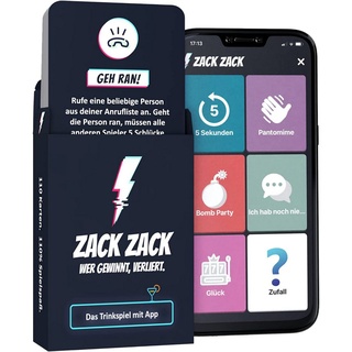 Zack Zack Spiel, Trinkspiel mit App - Kartenspiel - 110 Spielkarten
