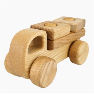 Lotes Toys Spielzeug-Auto »Steckspielzeug Holz LKW klein ab 10 Monate«, (4-tlg), aus fein geschliffenem Eschenholz beige