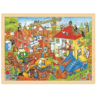 Puzzle aus Holz Einlegepuzzle Baustelle goki 96 Teile Holzpuzzle mit Palandi® Sticker