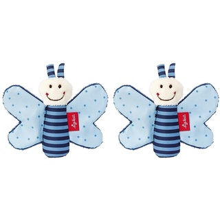 SIGIKID 41180 Greifling Schmetterling Red Stars Mädchen und Jungen Babyspielzeug empfohlen ab Geburt blau (Packung mit 2)