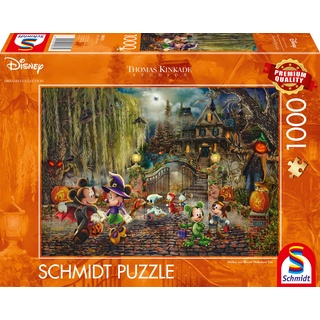 Schmidt Spiele 58033 Thomas Kinkade, Disney, Mickey & Minnie Halloween Fun, 1000 Teile Puzzle, pappe