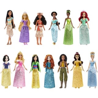 Disney Princess HPG74 - 13 Prinzessinnen-Modepuppen mit Glitzerkleidung und Accessoires, inspiriert von Disney-Filmen, Disney Prinzessin Puppen Spielzeug ab 3 Jahren