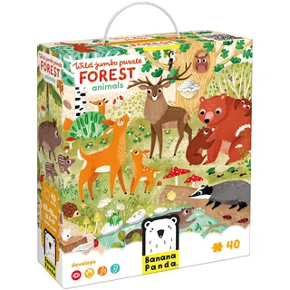 Wild Jumbo Puzzle Forest Animals, 40 Teile Lernpuzzle für Kinder 3+, Bodenpuzzle Wilde Waldtiere