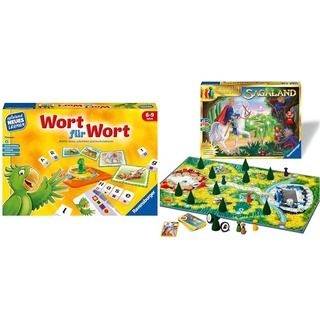 Ravensburger 24955 - Wort für Wort - Spielen und Lernen für Kinder & 26424 - Sagaland - Gesellschaftsspiel für Kinder und Erwachsene