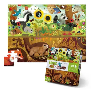 Crocodile Creek Above + Below 48-teiliges Bodenpuzzle – lustige Bodenpuzzles für Kinder im Alter von 4–8 Jahren – Hinterhofentdeckung – 68,6 x 50,8 cm fertig