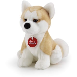 Trudi 22663 Klassik Plüschhund Akita Ascanio ca. 21 cm, Größe S, hochwertiges Stofftier mit weichen Materialien, Plüschtier mit realistischen Details, waschbar, Kuscheltier für Kinder, Beige/Weiß