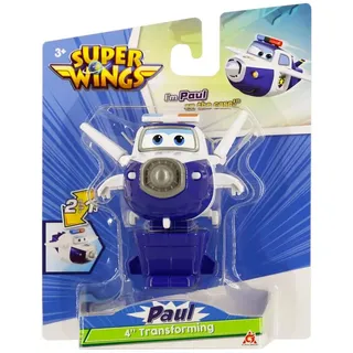 Super Wings EU780624 - Transformations-Flugzeug Paul in Blau-Weiß, ca. 12 cm große Spielfigur für Kinder, verwandelbares Spielzeug-Flugzeug und Roboterfigur